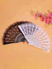 Bộ phụ kiện trang trí đám cưới: Ô ren và quạt nhựa ren, ô cưới kiểu châu Âu, bộ ô và quạt trang trí ngoài trời cho đám cưới, món quà tuyệt vời nhất, phụ kiện chụp ảnh cưới. - Nhiều màu - Xem 5