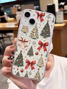 1 Peça Capa de Telefone TPU com Gráfico de Laço de Árvore de Natal Elegante e Única, Compatível com iPhone 16/16Pro/16Plus/15/15ProMax/15Pro/11/12/13/14ProMax/12Mini/13Mini/11Pro/11ProMax/12Pro/12ProMax/13Pro/13ProMax/14Pro/14ProMax, Design Criativo Macio e de Alta Qualidade