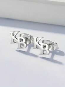 1 Pair Custom Gold Name Earrings For Women 18K Gold Plated Stainless Steel Custom Name Earrings With Pawprint Aesthetic Wedding Christmas Jewelry Gift - Multicolor - View 4