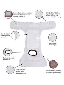 3pcs Black, Gray, Brown Reusable & Washable Dog Diapers, High Quality Female Dog Pads Suitable For Small & Medium Breeds, Puppies, Girls - Multicolor - View 8