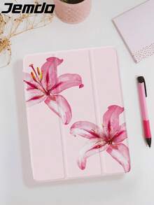 1 件水彩芙蓉花图案平板电脑保护壳，兼容 iPad 10.2 英寸、iPad Pro 2021/2020、iPad 第 9/10 代、iPad (A16) 11 英寸、第 11 代 2025、Galaxy Tab A8 10.5 英寸 2022、Matepad 10.4/Tab，防摔，带铅笔槽，支持睡眠/唤醒 - 彩色 - 查看 3