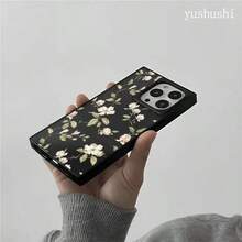 Teléfono con diseño de bloques de flores blancas y hierba verde, adecuado para las series 16 Pro, 16, 15 Pro, 14, 14 Plus, 13, 13 Pro, 12 Pro, 12 Pro. Diseño de cobertura total a prueba de golpes con orificio grande, marco liso brillante y prominente. - Amarillo - Ver 2