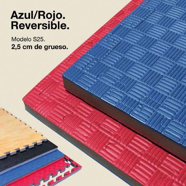 JOWY Tatami Puzzle 1x1m 2,5cm - Esterilla Gimnasio Puzzle | Goma EVA Reversible Varios Colores | Modelo 5 líneas, Densidad Superior | Esterilla Antideslizante para Artes Marciales, Fitness, Piscina, Juegos Infantiles y Suelo Tatami Japonés | Protege, Aísla y Decora | Entrega en 48-72h