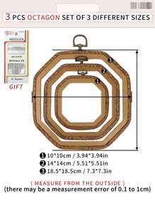3 قطع/4 قطع أطواق تطريز خشبية بنية داكنة بطراز رجعي، أطواق تطريز DIY بطراز عتيق، أطواق غرزة متقاطعة، أطواق تطريز، أطواق لتعليق أحلام الريح، مصنوعة من ABS وPVC متين، مع خطافات معدنية برونزية للتعليق، يمكن استخدامها كديكور للحقائب والملابس والهواتف والمفاتيح، ديكور هالوين وعيد الميلاد، ديكور المكتب والسرير، تعليق السيارة، تشمل 16 إبرة تطريز للخياطة والاستخدام المنزلي