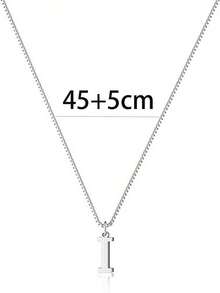 1pc Exquisite Fashion Jewelry Necklace, Stainless Steel A-Z,26 English Initials Pendant, Holiday, Suitable Women To Wear Daily Stainless Steel Letter Pendant Necklace - 1 銀 - 查看 5