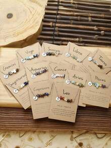 Aries,Taurus,Gemini,Cancer,Leo,Virgo,Libra,Scorpio,Sagittarius,Capricorn,Aquarius,Pisces,Constellation Crystal Necklace  Suitable For Halloween, Christmas, Thanksgiving, New Year Gift - 十二星座 - 查看 3