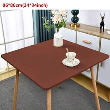 1pc Solid Color Fitted Tablecloth, Removable & Washable Milk Silk Tablecloth, 125g Fabric, Suitable For Party, Picnic, Camping, Restaurant, Outdoor, Indoor Gathering And Daily Use, Non-Standard Size