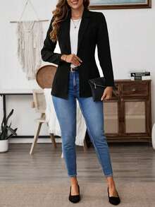 بليزر أنيق بلون أحادي للتنقل