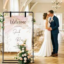 Vincidern 1PC Black Heavy-Duty Adjustable Wedding Poster Stand Sturdy Metal Easel , 69" Wedding Sign Holder,Metal Poster Stand For Seating Charts,Event Decor,Bridal Shower,Valentine's Day Event Party Supplies - 黑 - 查看 8