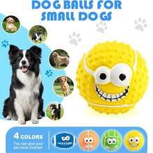 1 Pc Squeaky Dog Ball, Latex Rubber Dog Squeak Toys, 3.1'' Soft Bouncy Fetch Balls For Medium Small Pets Interactive Play, Teeth Cleaning Puppy Interactive Chew Durable Toy - Multicolor - View 2