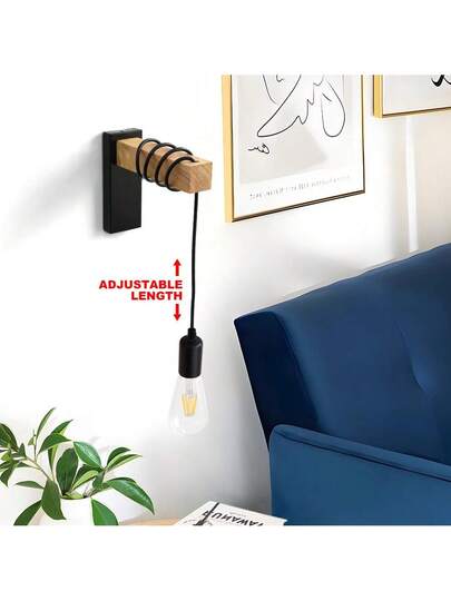 Retro Wood Wand Lamp E27 Moderne Minimalist Indoor Hang Sconc Fixture Home Bedside Bedroom Lighting Stair Verlichting view 4