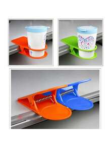 New Large Size Table Edge Cup Holder/Cup Stand, Clip-On Office Desk Edge Cup Holder ,Drinking Cup Holder Creative Portable Drinking Cup Holder Clip Clamp For Desk Table Office Cup Coffee Drink Holder(Random Color) - Multicolor - View 4