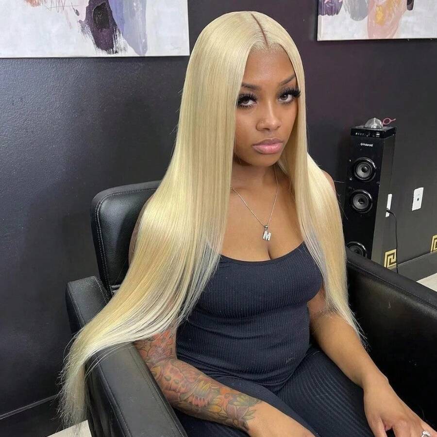 30Inch 40Inch 13x4 613 Straight Wigs 613 Honey Blonde Lace Front Human Hair Wigs 200 Density 13x4 Brazilian 13x6 613 Color Lace Frontal Wigs For Women - S613 - 查看 1