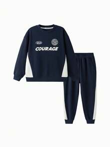 Balabala Boys 2 Pieces Set 2025 Fall New Sporty School Outfit - Dark Blue - View 4