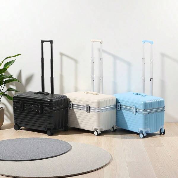 20-Inch Aluminum Alloy Frame Suitcase, Thickened Captain Trolley Case, An Open-Cover Storage Photo Box Designed For Photographers. It Uses ABS+PC Material To Ensure Light Weight And Compressive Resistance.