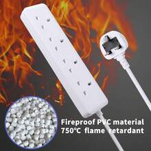 LIPWEL British Minimalist Style Extension Cord, 39"/71"/118"/197" Length Options, 4-Outlet Power Strip, Fire-Resistant Power Socket, Black, 3250W Multi-Function Plug, And Fire-Resistant, With Wall Mounting Holes, Wall-Mountable, Plug Made Of Flame-Retardant PC Material, Soft Power Indicator Light, Suitable For Home, Office And Garden. Extension Cord Power Strip - UK Plug(220-240V) - View 8
