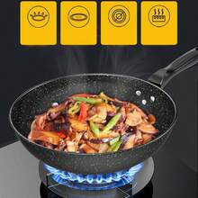 30cm Non-Stick Frying Pan With Glass Lid | Granite Coating Induction Hob Compatible Frying Pan Set | Healthy Cooking, Easy Clean | Includes Free Bamboo Spatula - Black - View 6