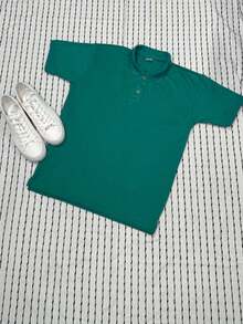 Men's PLAIN POLO Shirt Premium Cotton Pique Fabric Promotion - 綠色 - 查看 5
