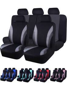 9件套（5座）/ 4件套（2座）通用汽车座椅套，全套汽车座椅套，通用面料前排座椅套，适用于SUV、轿车、面包车等车型，汽车内饰配件，兼容安全气囊。9件套包含：2个前排座椅套、1个靠背套、1个后排座椅套和5个头枕套。4件套包含：2个前排座椅套和2个头枕套。 - 款式A - 查看 2