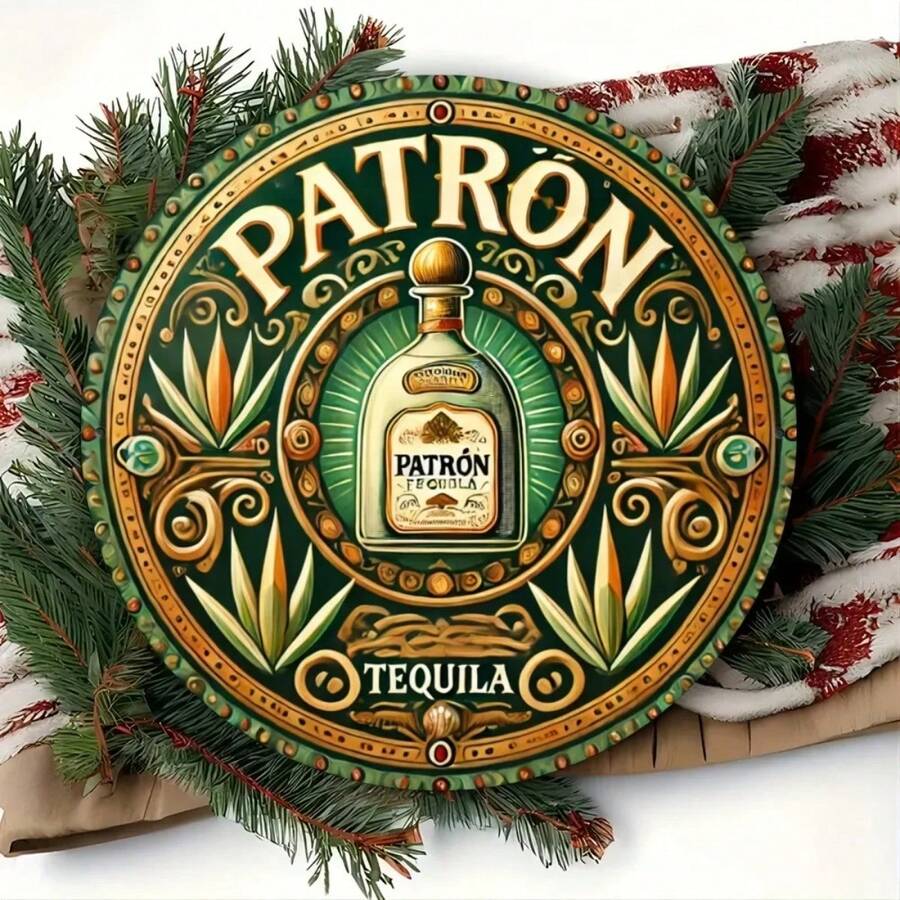 Circular Patron Tequila Aluminum Sign Vintage Metal Wall Art With High-Definition Print Durable And Deform-Resistant - 彩色 - 查看 1