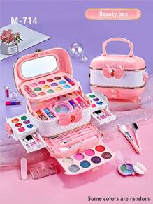 女童化妆套装公主化妆包礼盒儿童演出彩妆套装仿真梳妆台口红眼影腮红儿童过家家化妆化妆品非真妆 - M-635 彩妝包 - 查看 15