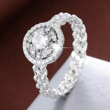 1pc Geometric Circular Steering Wheel Shaped Cubic Zirconia Inlaid Fashion Ring For Women - Multicolor - View 20