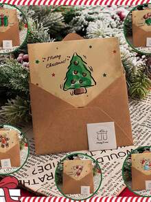 Set mit 6 Weihnachtskarten, Vintage handgezeichnete Weihnachtskarten Geschenkbox (mit Umschlägen), süße Feiertags-Karten, Designs beinhalten Schneemänner, Weihnachtsbäume, Lebkuchenmänner und Geschenke, geeignet für Jungen, Mädchen und Erwachsene.