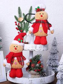 1pc Christmas Gingerbread Gingerbread Man Christmas Gingerbread Pillows Stuffed Gingerbread For Holiday Decor Christmas Tree Gifts - Multicolor - View 3