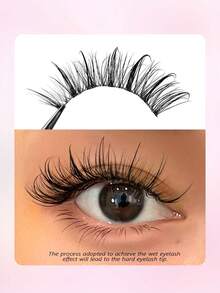 Asiteo 7对装 漫画风 纤细自然 湿润感 嫁接效果 仿貂毛 透明带 Y2K风格 3D蓬松长款 猫眼 自然浓密 睫毛嫁接 化妆工具