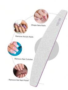 半月形专业指甲锉 - 双面灰色指甲工具，适用于亚克力指甲、美甲延长、DIY 和美甲沙龙，20 片装/100/180 目，可选 1/5/10/50/100 片装 - 彩色 - 查看 8