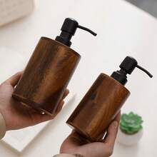 1pc Walnut Wood Pump Bottle, Luxury Hotel Shower Gel, Shampoo, Lotion, Hand Wash Dispenser