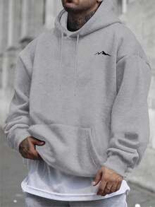 Hombre003 sudadera con capucha para hombres de manga larga con estampados modernos, ideal para las temporadas de otoño e invierno, Envío desde MéxicoSudadera de manga larga gris con logo de montaña, cómoda y estilo casual, perfecta para el día a día y el deporte - Gris - Ver 1