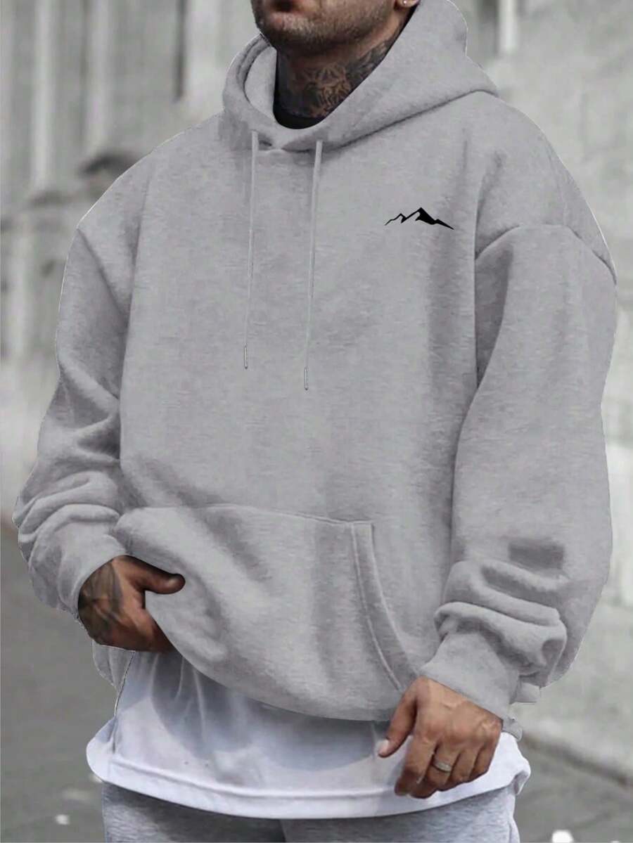 Hombre003 sudadera con capucha para hombres de manga larga con estampados modernos, ideal para las temporadas de otoño e invierno, Envío desde MéxicoSudadera de manga larga gris con logo de montaña, cómoda y estilo casual, perfecta para el día a día y el deporte - Gris - Ver 1