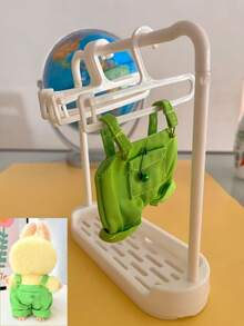 1 قطعة ملابس دمية و 6 قطع شماعات دمية و 1 قطعة حامل عرض، إكسسوارات لدمية مقاس 15/17 سم، سلسلة مفاتيح لملابس ، بذلة عمل، بوت