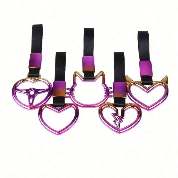 YITUMU Colorful Pull Rings - Colorful Car Pull Rings, Car Safety Warning Hanging Rings, Car Rear Bumper Warning Rings, Heart-Shaped Pull Rings