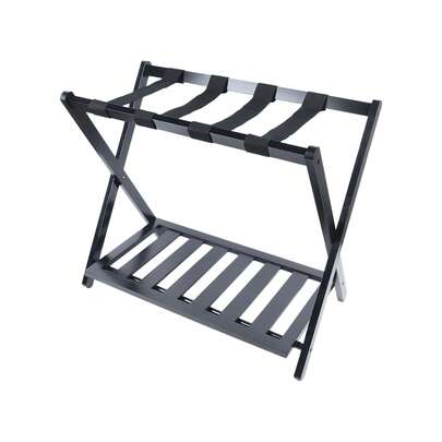 RibasuBB Luggage Rack, Foldable Luggage Holder With Storage Shelf, Holds Up To 220 Lbs, Suitcase Stand Holder For Guest Room, Hotel, Bedroom