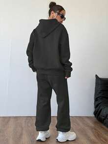 Customizable Women'S "Your Photo Here" Hoodie & Sweatpants Set - , Hoodie|Personalized Apparel| - Black - View 5