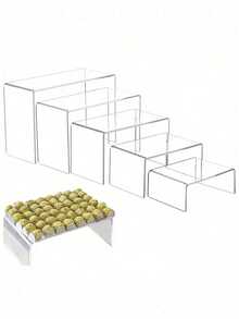 5 款透明亚克力 U 形展示架 - 可重复使用的纸杯蛋糕架，用于甜点、珠宝、婚礼自助餐和派对用品，坚固、可调节且易于组装 - 透明 - 查看 4