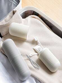 1pc Travel Toothbrush Storage Box, Portable Dust-Proof Toothbrush, Toothpaste, Toiletry Storage Box For Travel, Camping, Rinsing Cup