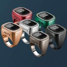502# Anillo inteligente electrónico unisex con pantalla OLED, recordatorio de vibración multicanal, función de fecha, hora y alarma para la oración islámica - Multicolor - Ver 10