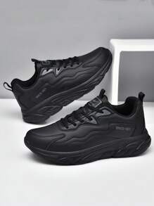 STARNOVO 男士秋冬新款皮革鞋面大码运动鞋，系带户外跑步防风运动鞋，舒适内衬，适合日常工作和生活，尺码 39-48