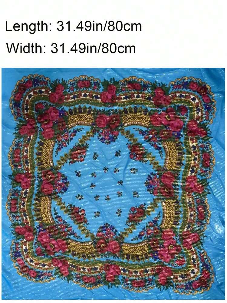 1 件女士优雅金箔印花围巾，时尚多功能头巾、披肩、节日礼物 - 黑色 - 查看 9