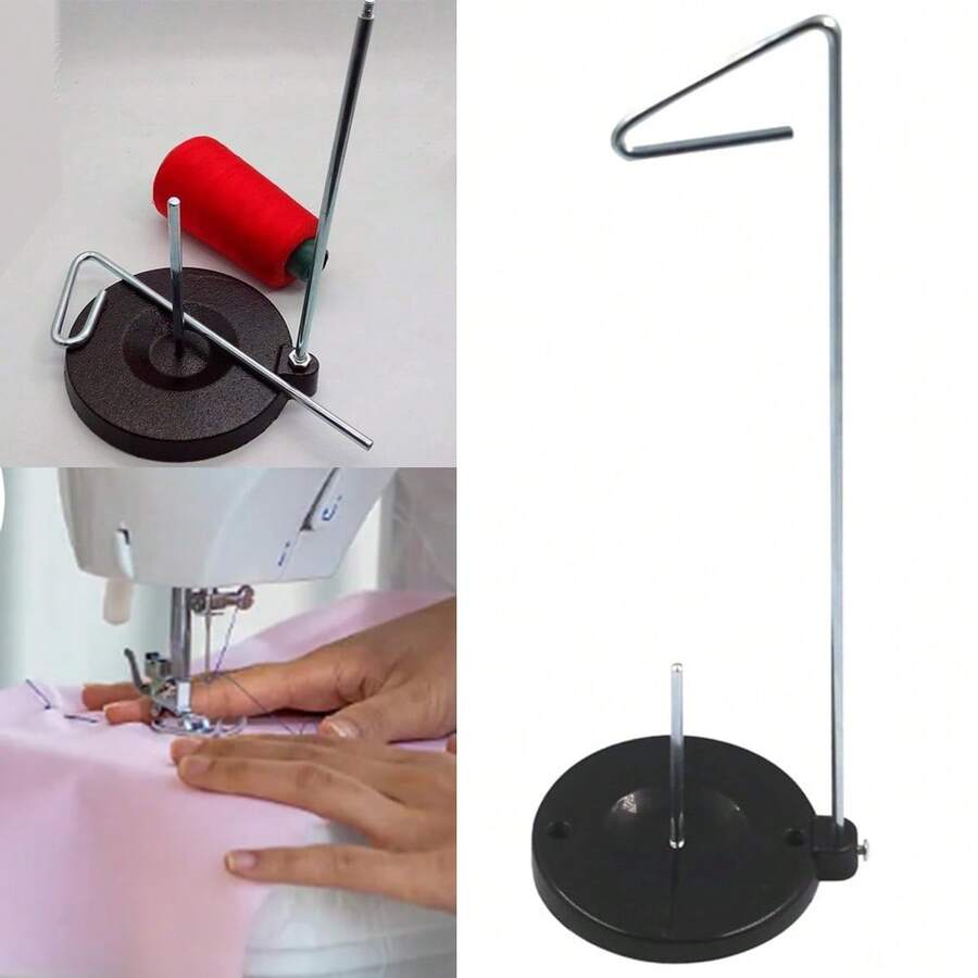 坚固的便携式缝纫机线轴架，配有可拆卸厚底座 - 适合居家和旅行，兼容大多数缝纫机和线架 - 黑色單軸 - 查看 1