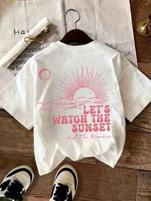 Playera "Let's Watch the Sunset" – Estilo Urbano con Estampado Retro - Blanco - Ver 2