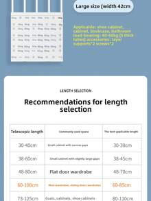 Giá để đồ có thể điều chỉnh - Không cần khoan, tủ quần áo, nhà bếp, phòng tắm có thể mở rộng | Bộ giá để đồ có thể mở rộng tiết kiệm không gian, phù hợp với hầu hết các loại xe RV, làm bằng vật liệu bền, không dùng điện - Nhiều màu - Xem 7