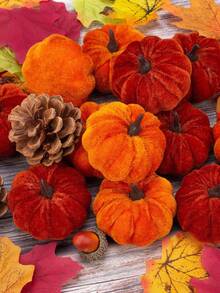 6 Stück Kunstsamtschaum Kürbisse Dekoration, Herbst Kürbisse Dekoration für Zuhause, sortierte Samt Kürbisse, künstliche Kürbisse, künstliche Herbst Tischdekoration, wiederverwendbar für Erntedankfest, Herbst Tischzentrum, Samt Handwerkskürbis für Herbst Bauernhaus Erntedank Dekoration, Tischzentrum, Halloween Dekoration, Weihnachtsdekoration Heimdekoration Raumdekoration