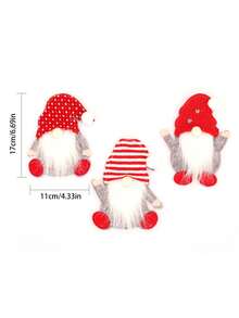 3/6pcs Christmas Table Setting Decorations With Gnome & Snowman Faceless Knife And Fork , Red & White Polka Fabric Protective Covers & Spoon Holder - Festive Cutlery Holders For Home & Restaurant Use, Durable Fabric Material, Easy-Clean Holiday Tableware (Knives/Forks Not Included) - Ideal For Christmas Parties & Everyday Dining - Adorable Gnome Characters With White Pom-Poms & Red Scarves, Seasonal Table Decor, Party Planners, Christmas Decor - Multicolor - View 10