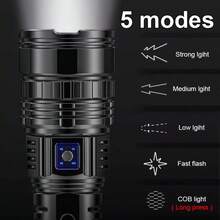 高功率LED手电筒，超亮变焦战术手电筒，USB充电强力手电筒，适用于露营、户外活动、钓鱼