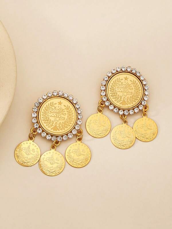 2 Stücke Goldmünzen Anhänger Brosche Türkisches Totem Schaltschrauben Kurdengeschwister Goldschmuck Bekleidungszubehör geeignet für Frauen für den täglichen Gebrauch und Festtage