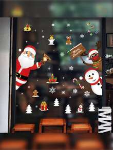 全新 43 片装圣诞雪花玻璃窗贴，圣诞贴花装饰节日雪花圣诞老人驯鹿雪人贴花，圣诞装饰贴纸，节日排队装饰